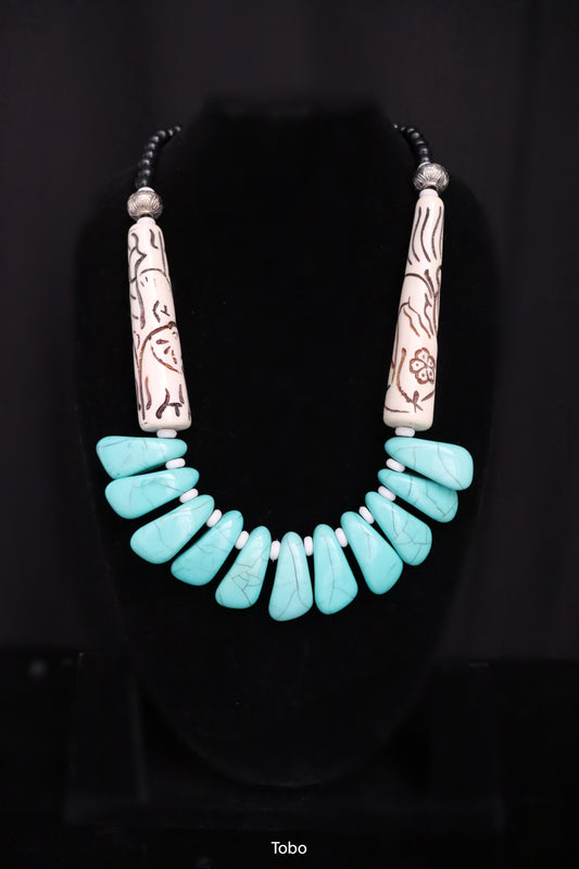 Cyan Dream Raku Necklace